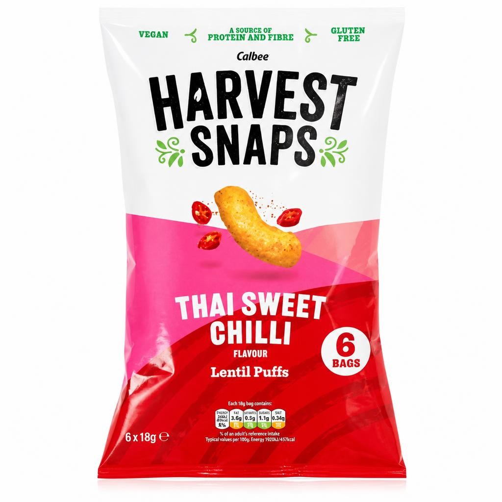 Harvest Snaps Thai Sweet Chilli Flavour Lentil Puffs 6 x 18g