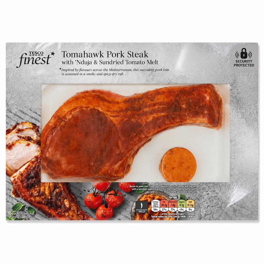 Tesco Finest Tomahawk Pork Steak with 'Nduja and Sundried Tomato Melt