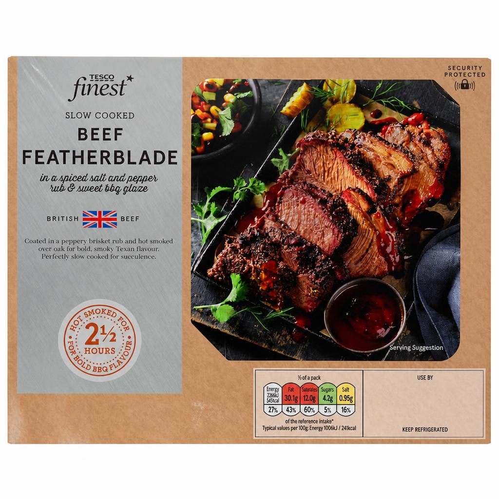 Tesco Finest Slow Cooked Beef Featherblade in a Spiced Salt and Pepper Rub & Sweet BBQ Glaze 545G