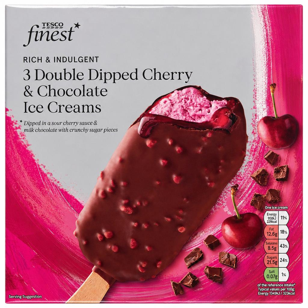 Tesco Finest 3 Double Cherry & Chocolate Ice Creams 3x71g