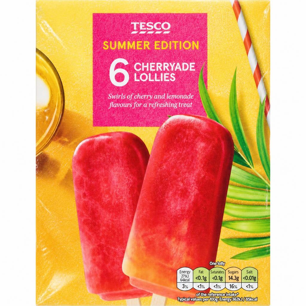 Tesco Cherryade Ice Lollies 6x73ml