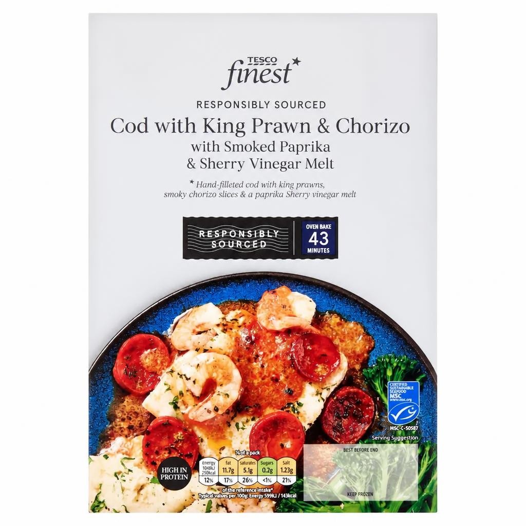 Tesco Finest Cod, Prawn & Spanish Chorizo with Smoked Paprika & Sherry Vinegar Butter 350g