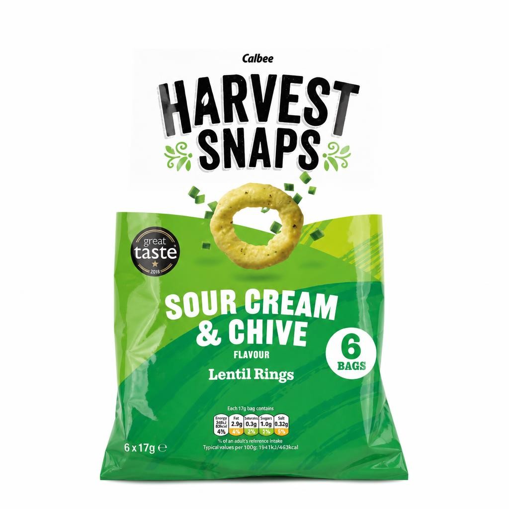 Harvest Snaps Sour Cream & Chive Flavour Lentil Rings 6 x 17g