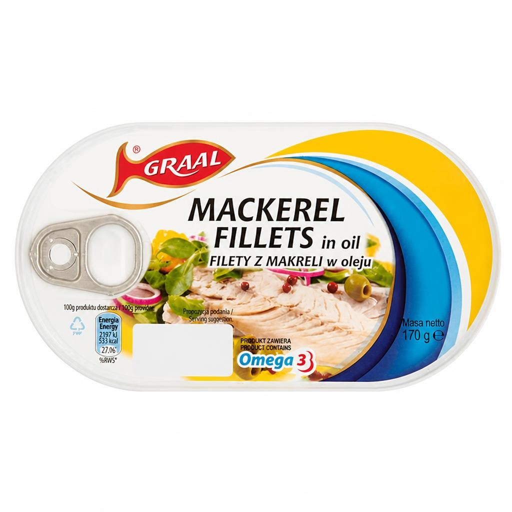 Graal 170g Mackerel Fillets in Oil Caned Fish
