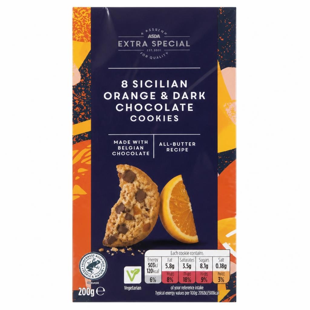 ASDA Extra Special Extra Special 8 Sicilian Orange & Dark Chocolate Cookies 200g