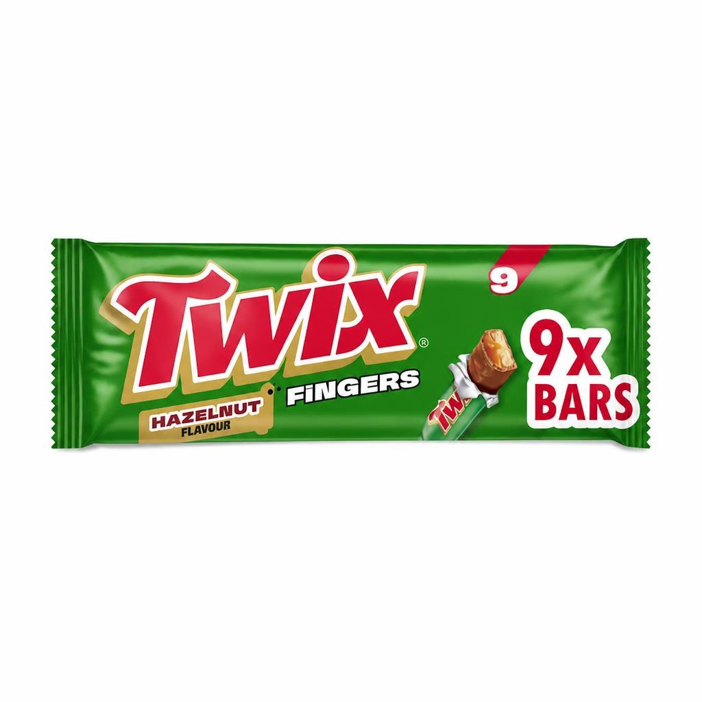 Twix Hazelnut Multipack Milk Chocolate Biscuit Bars 9 x 20g