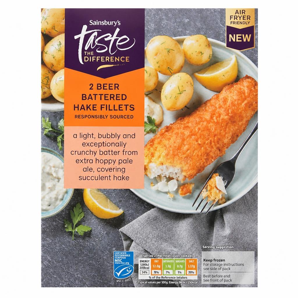 Sainsbury's 2 x Beer Battered Hake Fillets, Taste the Difference 300g
