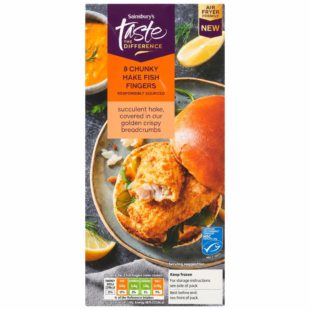 Sainsbury's 8 x Chunky Hake Fish Fingers, Taste the Difference 480g