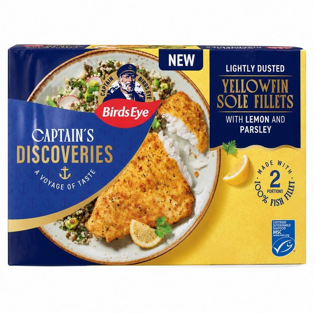 Birds Eye Captain's Discoveries 2 x Lightly Dusted Lemon & Parsley Sole Fish Fillets 280g