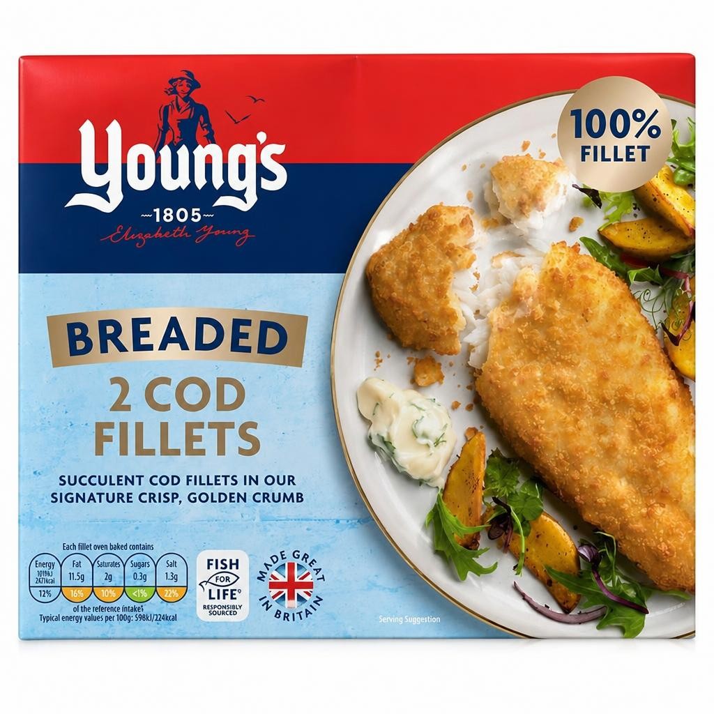 Young's 2 x Breaded Cod Fillets 200g