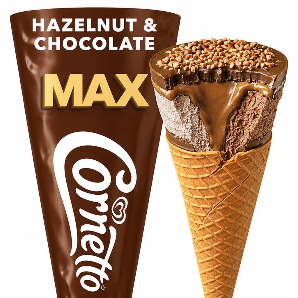 Cornetto Max 115ml Hazelnut & Chocolate Ice Cream Cone