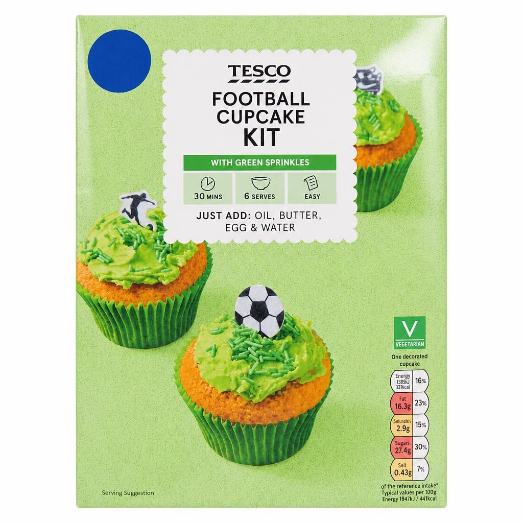 Tesco Football Cupcake Kit with Green Sprinkles 265g