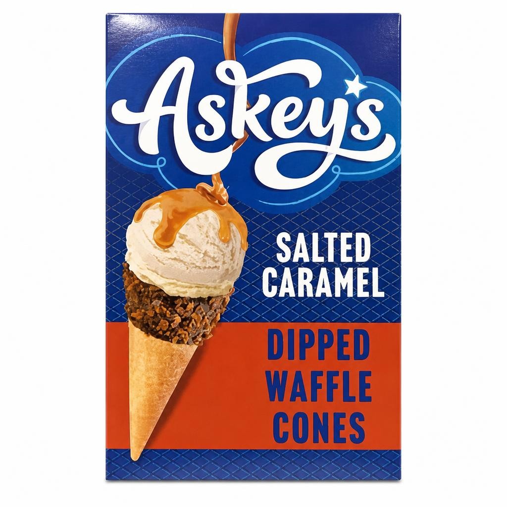 Askey's The Deluxe Waffle 6 Salted Caramel Dipped Cones