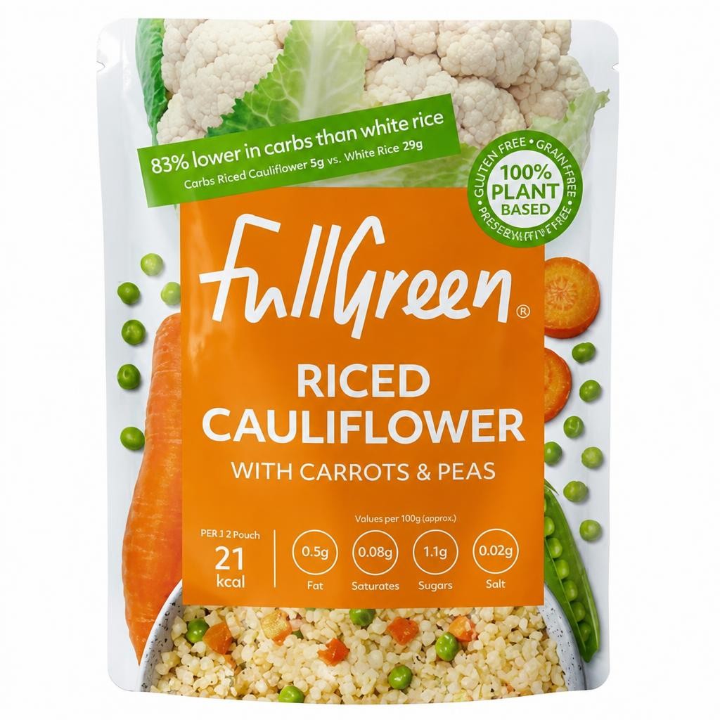 Fullgreen Riced Cauliflower with Carrots & Peas