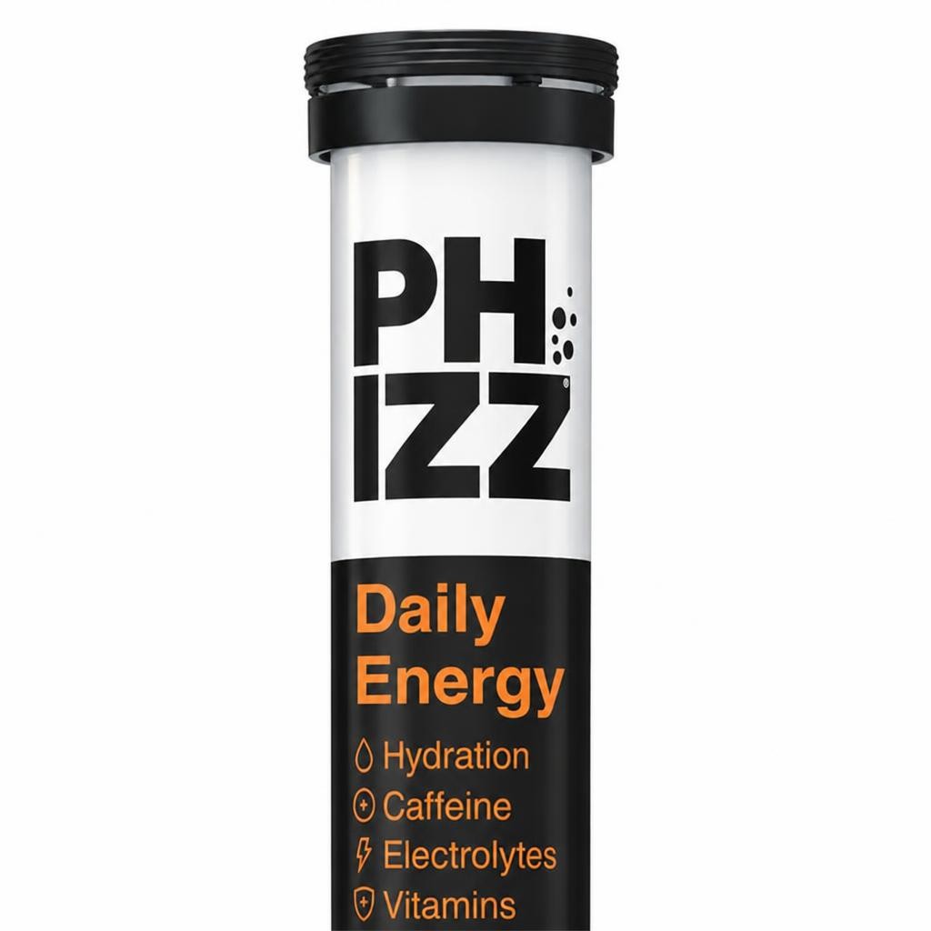 Phizz Daily Energy 20 x Orange, Hydration, Caffeine, Electrolytes & Vitamins Effervescent Tablets