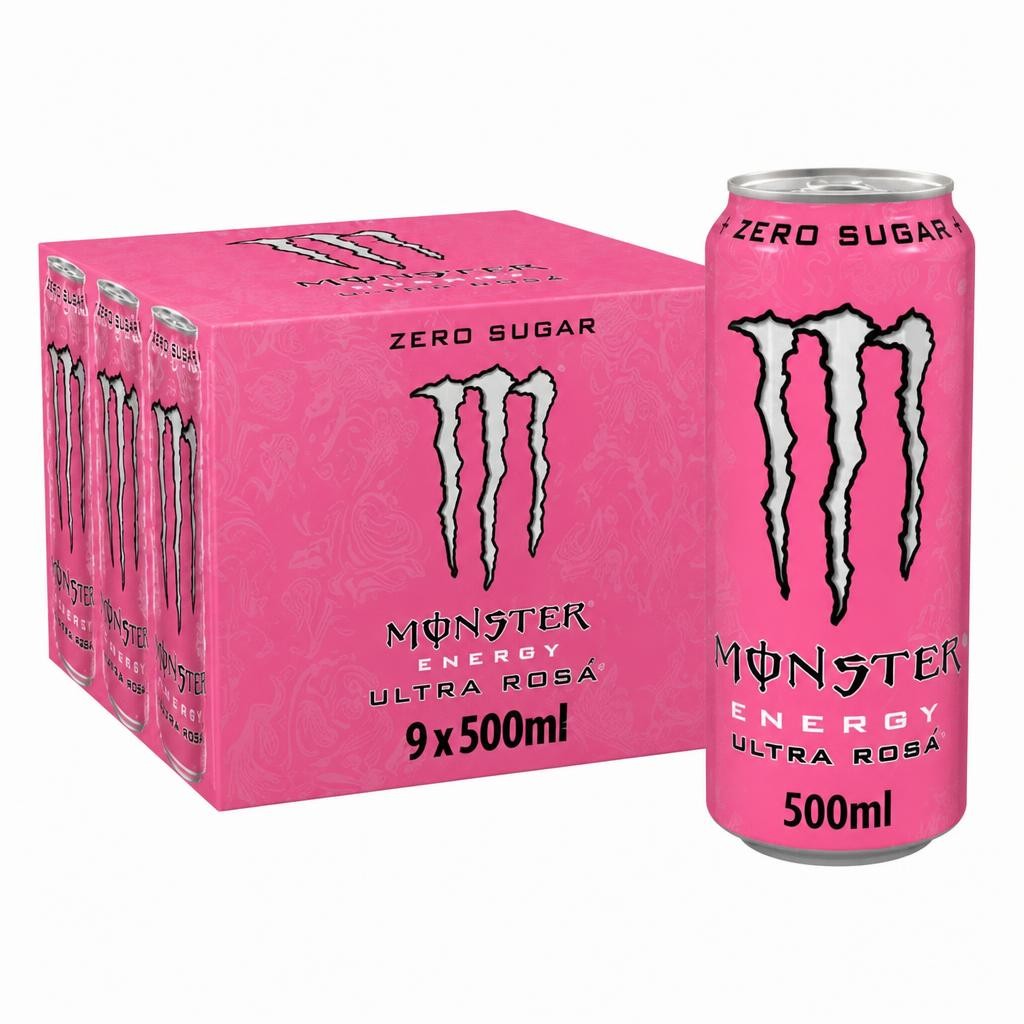 Monster Energy Drink Ultra Rosa Zero Sugar 9 x 500ml Cans