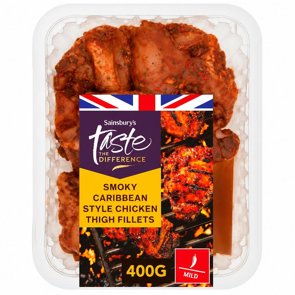 Sainsbury's Smoky Caribbean Style Chicken Thigh Fillets, Taste the Difference 400g
