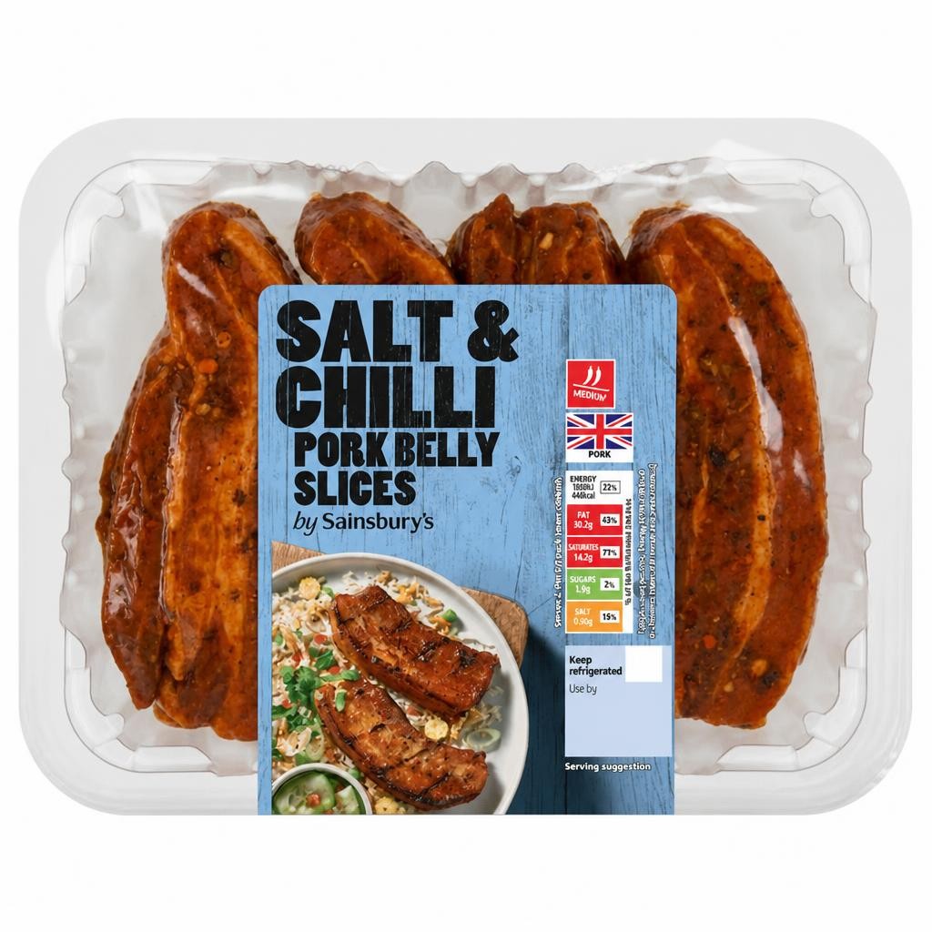 Sainsbury's Salt & Chilli Pork Belly Slices 350g