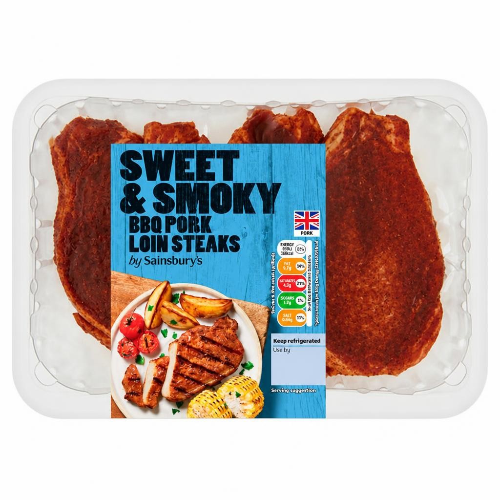 Sainsbury's Sweet & Smoky BBQ Pork Loin Steaks 440g