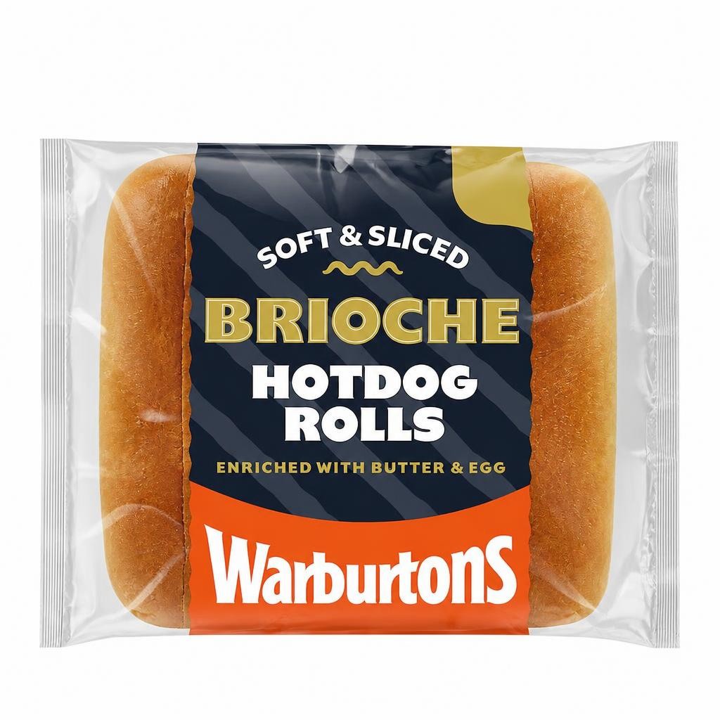 Warburtons 6 Soft and Sliced Brioche Hotdog Rolls with Butter and Egg