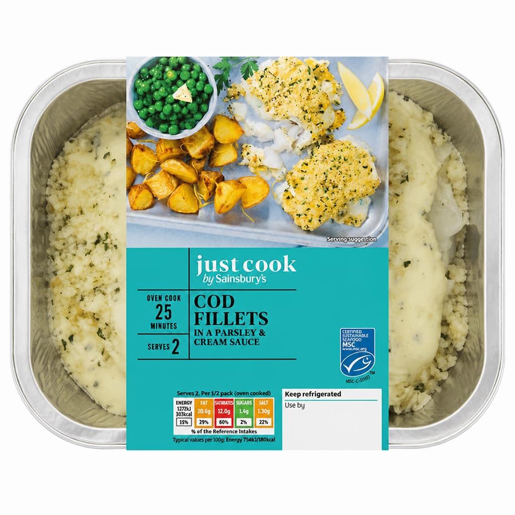Sainsbury's 380g Parsley & Cream Sauce Cod Fillets