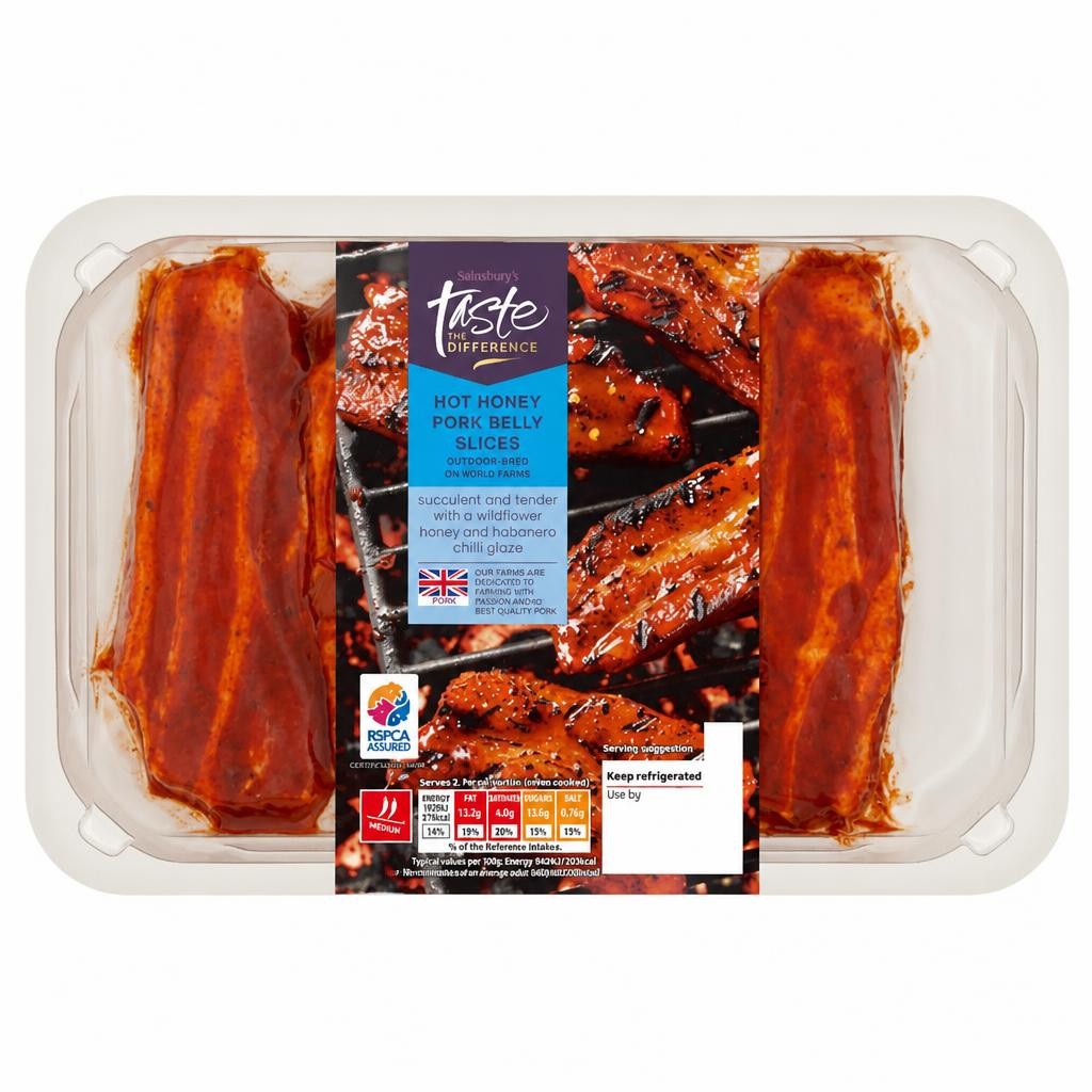 Sainsbury's Hot Honey Pork Belly Slices, Taste the Difference 490g