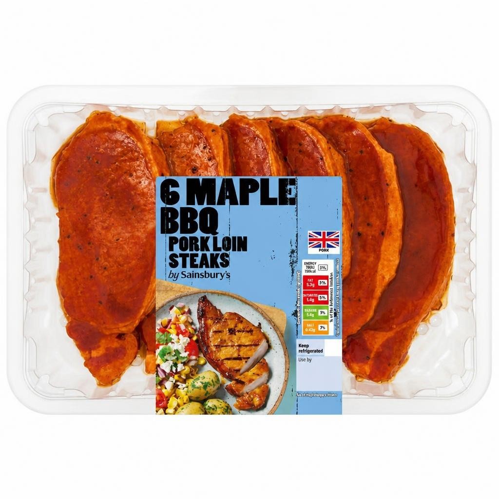 Sainsbury's 6 Maple BBQ Pork Loin Steaks 600g