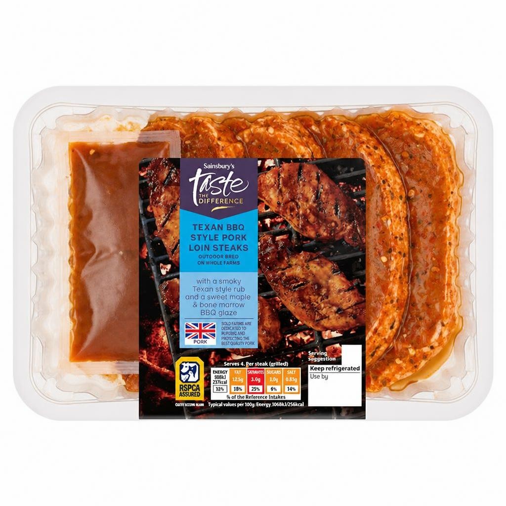Sainsbury's Taste the Difference Texan BBQ Style Pork Loin Steaks 480g