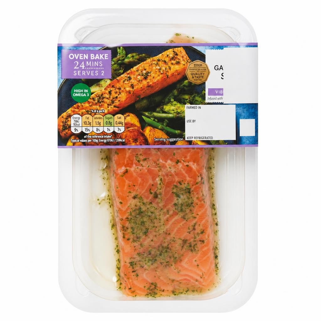 Tesco 2 Garlic & Herb Infused Salmon Fillets 230G