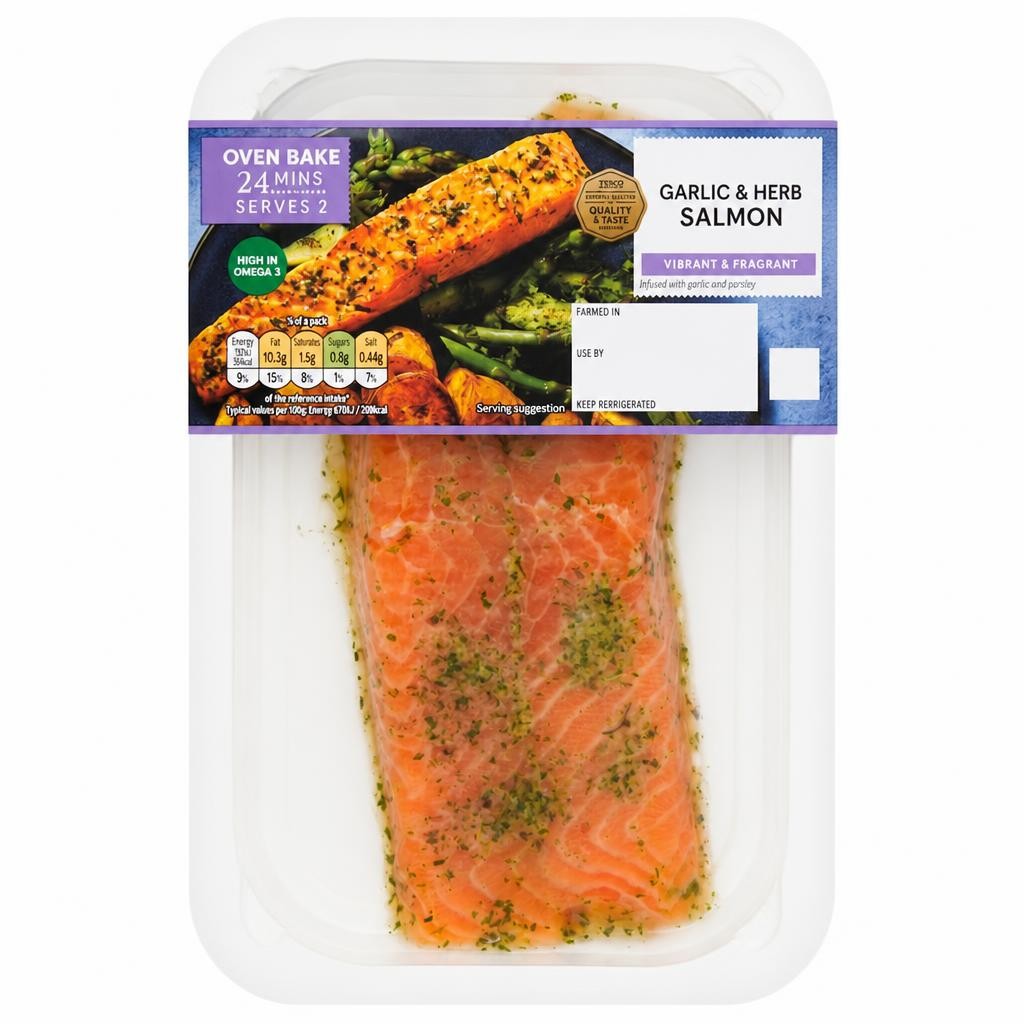 Tesco 2 Garlic & Herb Infused Salmon Fillets 230G
