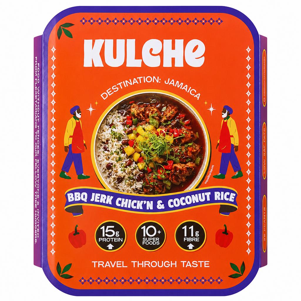 Kulcher Kitchen BBQ Jerk Chick’n with Coconut Rice and Mango Salsa 360g