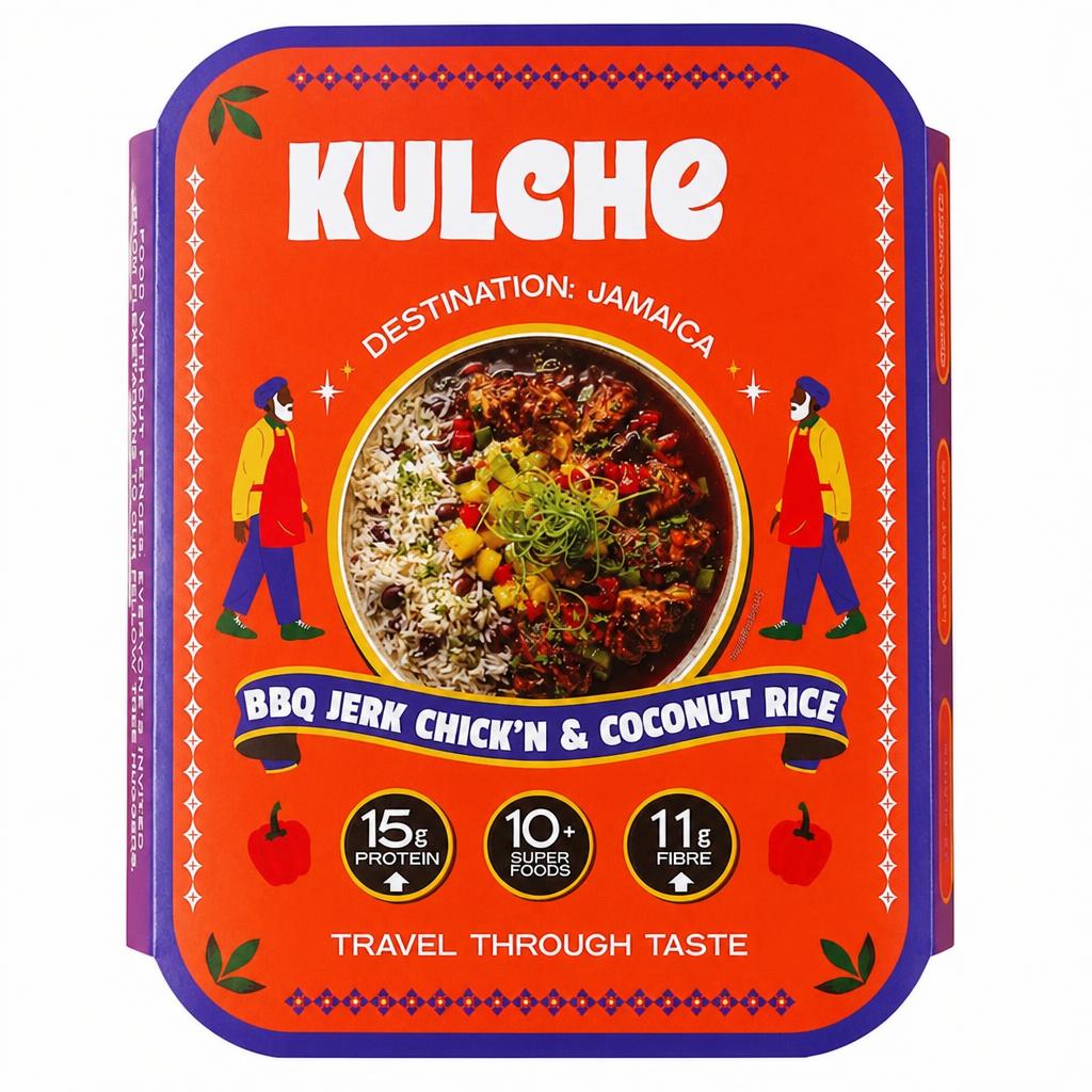 Kulcher Kitchen BBQ Jerk Chick’n with Coconut Rice and Mango Salsa 360g