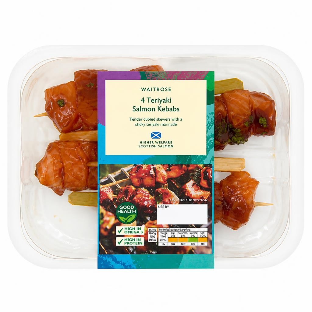 Waitrose BBQ 4 Teriyaki Salmon Kebabs