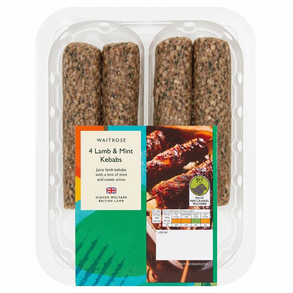 Waitrose BBQ 4 Lamb & Mint Kebabs