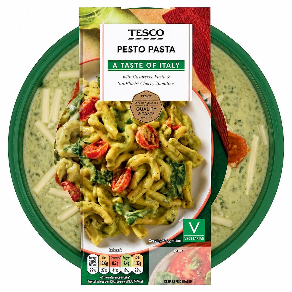 Tesco Pesto Pasta with Casarecce Pasta & SunBlush Cherry Tomatoes 400g