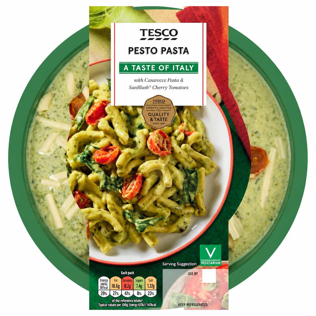 Tesco Pesto Pasta with Casarecce Pasta & SunBlush Cherry Tomatoes 400g