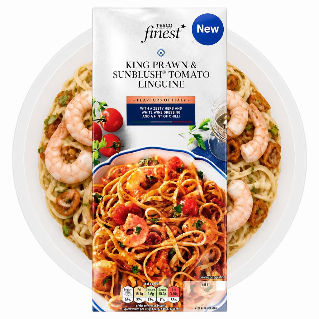 Tesco Finest King Prawn & Sunblush Tomato Linguine 750g