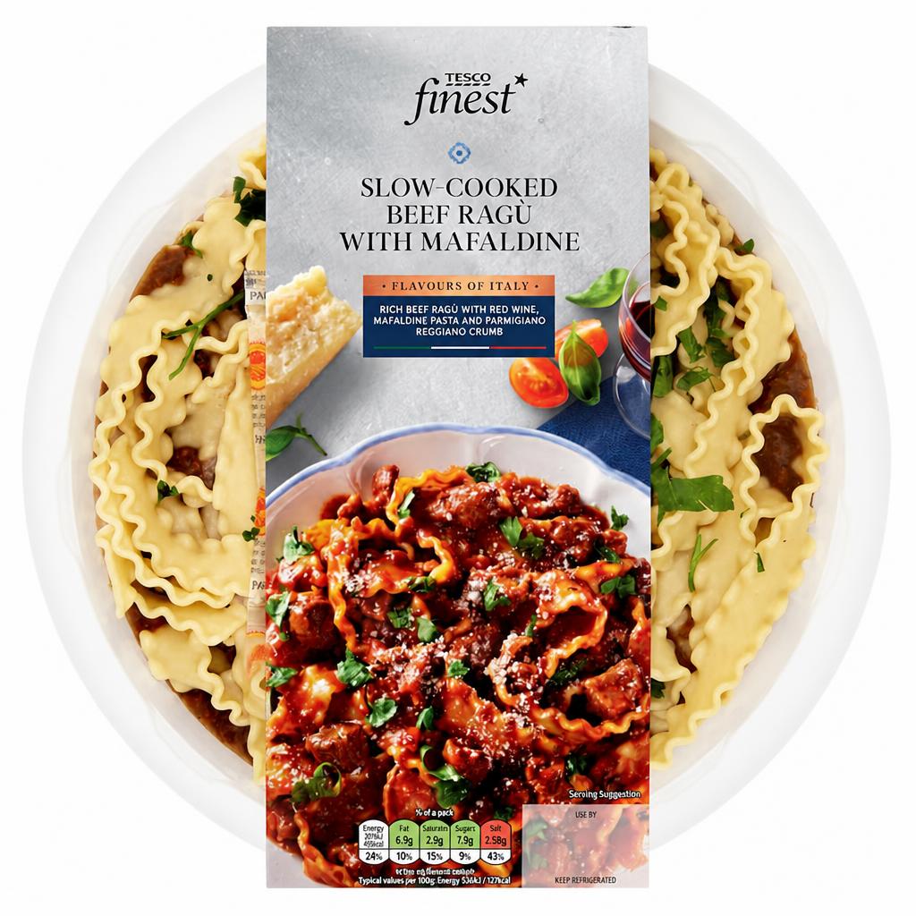 Tesco Finest Slow Cooked Beef Ragu with Mafaldine 750g