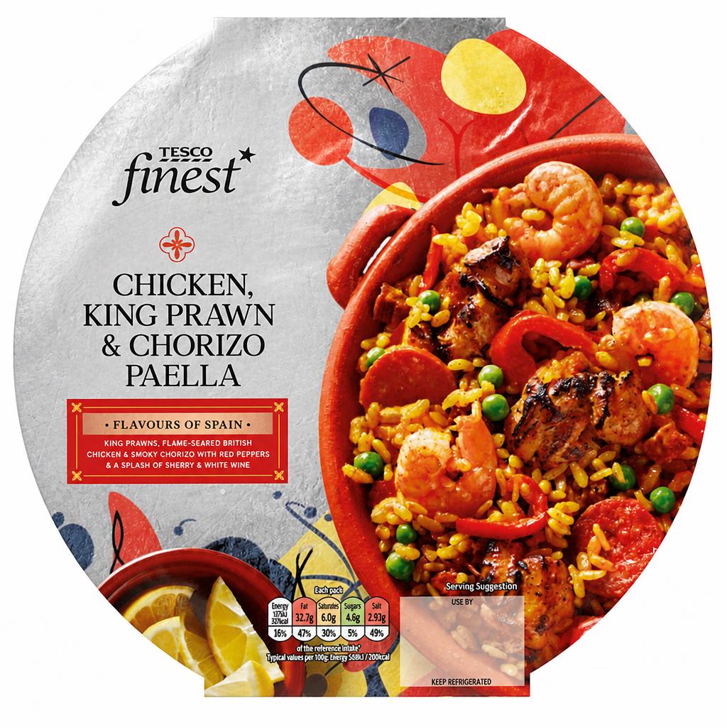 Tesco Finest Chicken, King Prawn & Chorizo Paella 400g