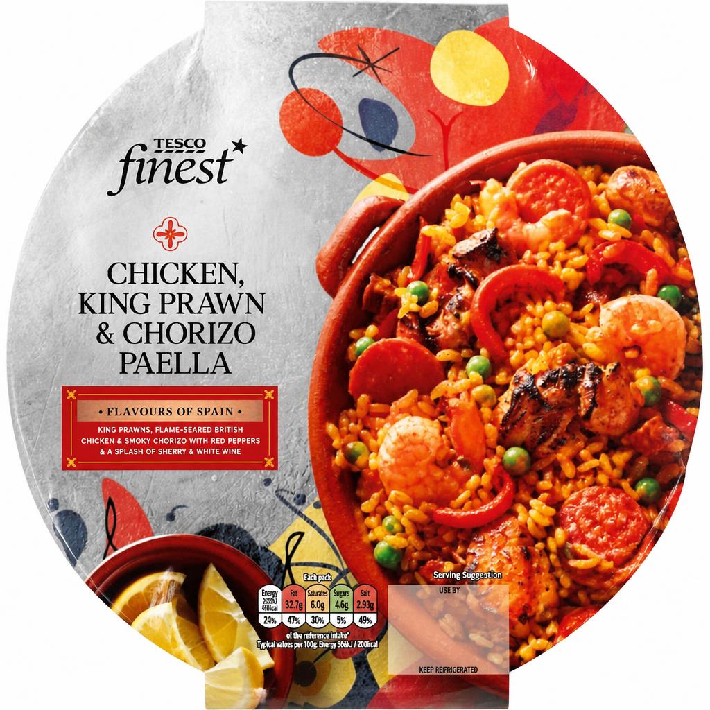 Tesco Finest Chicken, King Prawn & Chorizo Paella 400g