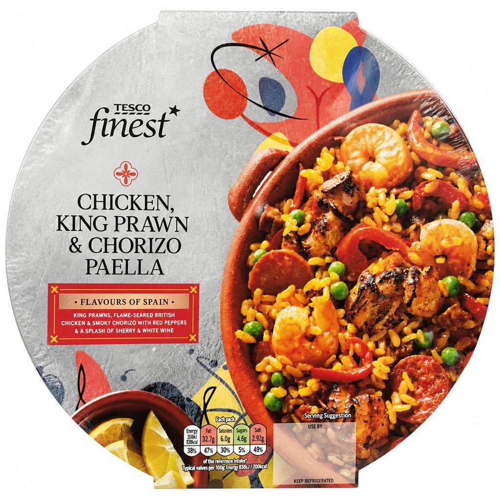 Tesco Finest Chicken, King Prawn & Chorizo Paella 400g