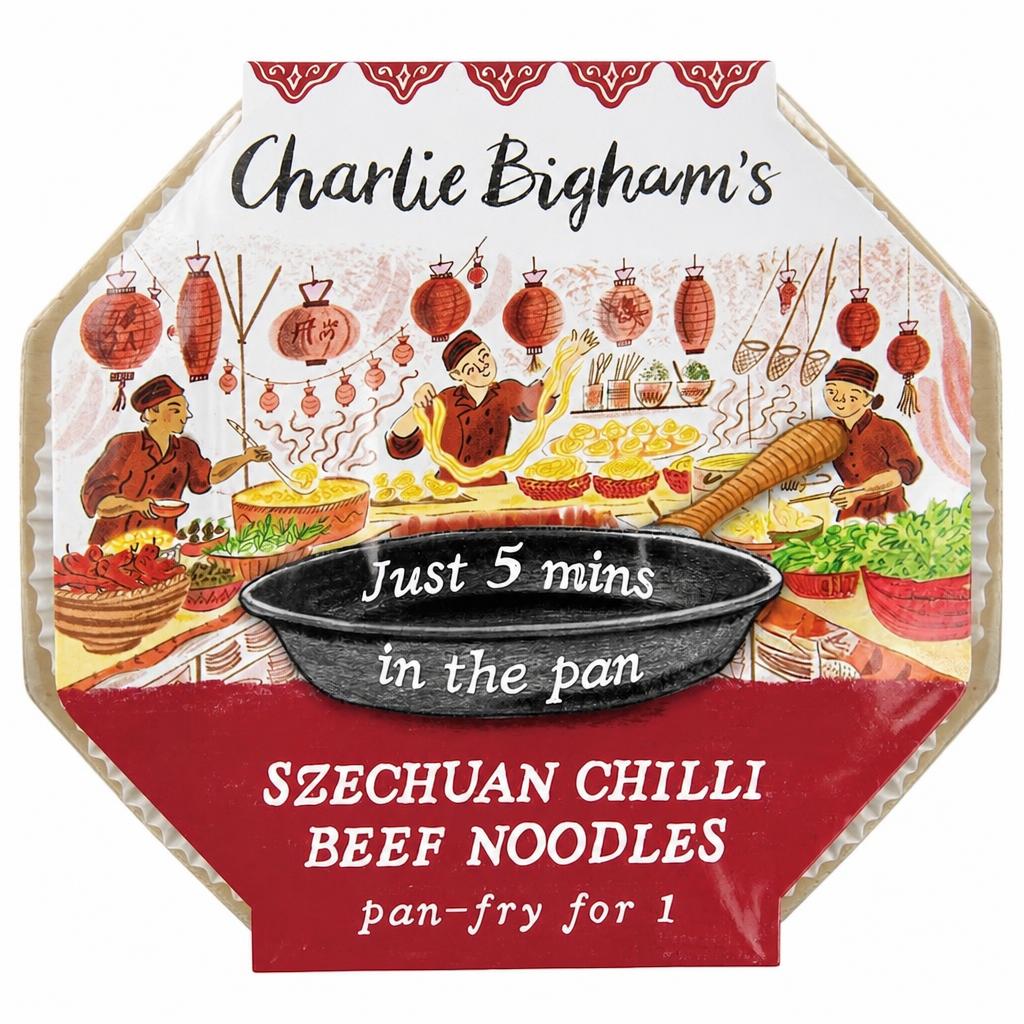 Charlie Bigham's Pan Fry Szechuan Chilli Beef Noodles 380g