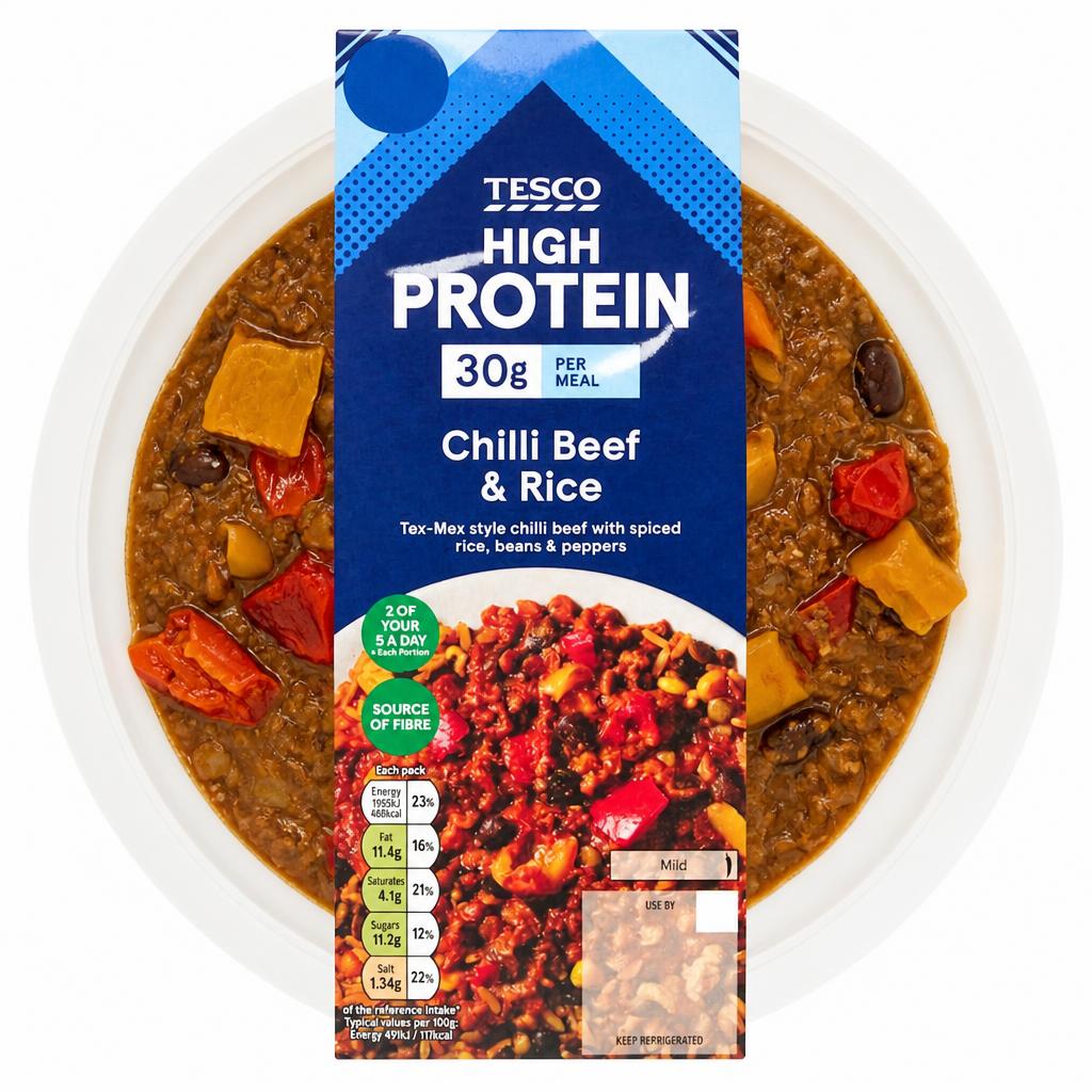 Tesco High Protein Chilli Beef & Rice 400g
