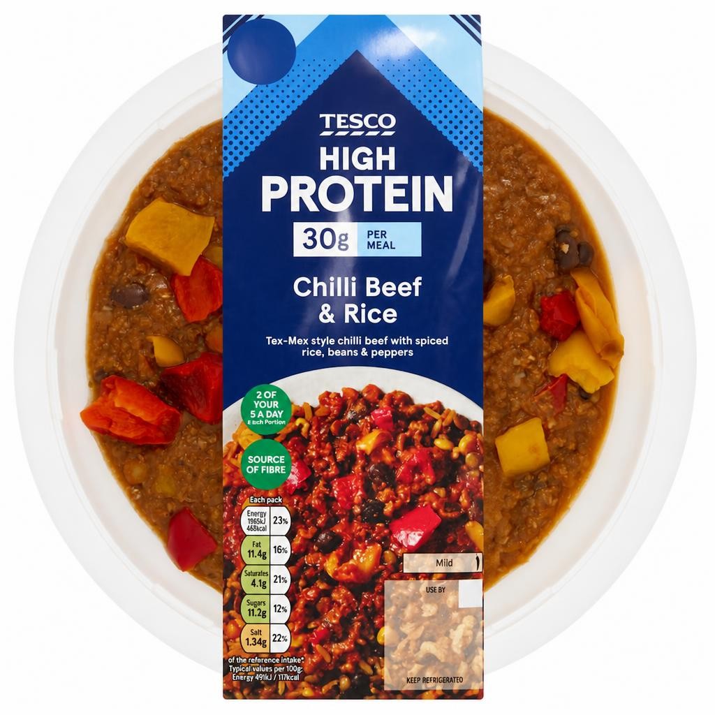 Tesco High Protein Chilli Beef & Rice 400g