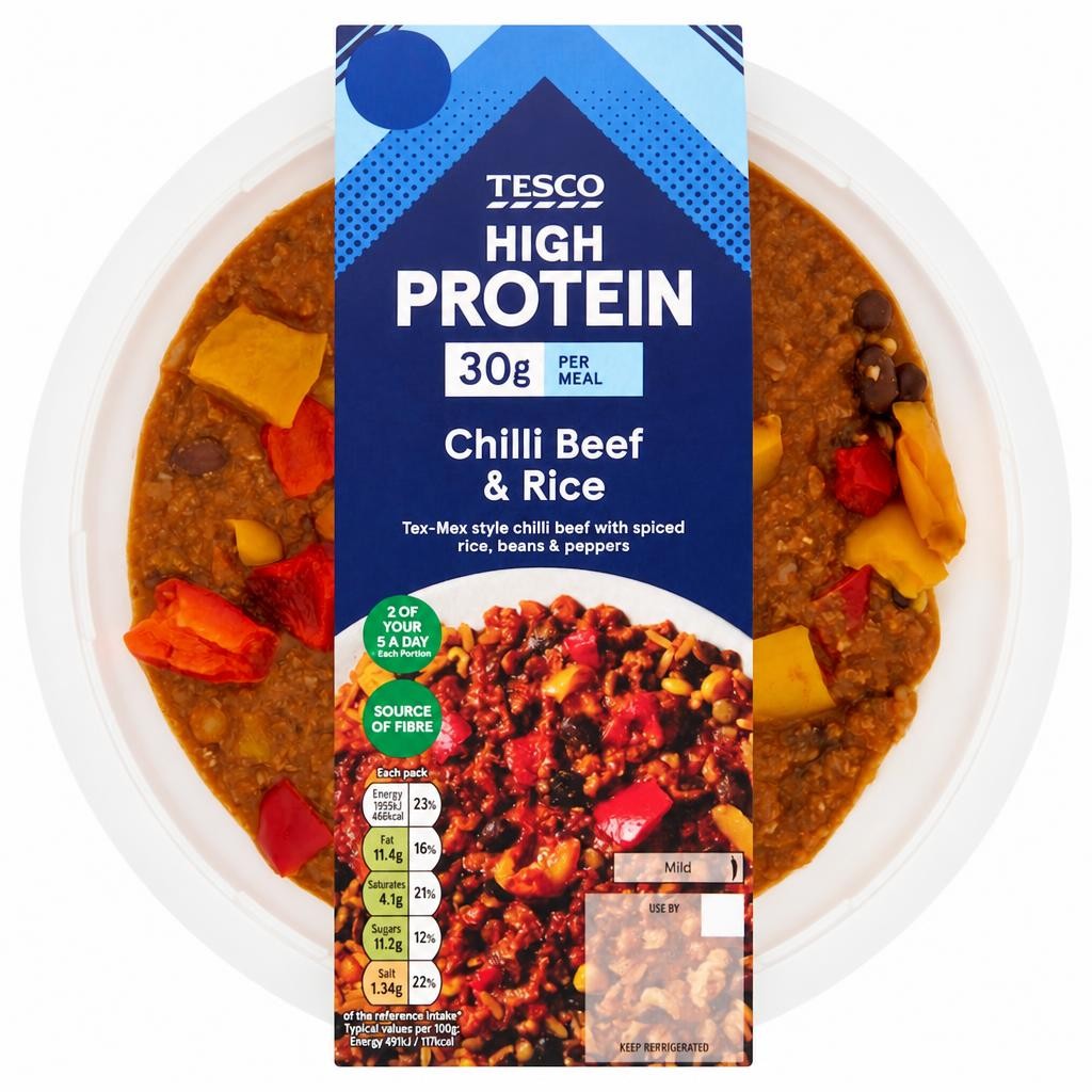Tesco High Protein Chilli Beef & Rice 400g