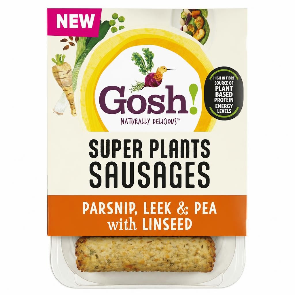 Gosh! Super Plants Parsnip, Leek & Pea with Linseed Sausages 210g
