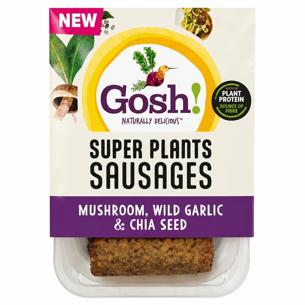 Gosh! Super Plants Mushroom, Wild Garlic & Chia Seed Sausages 210g