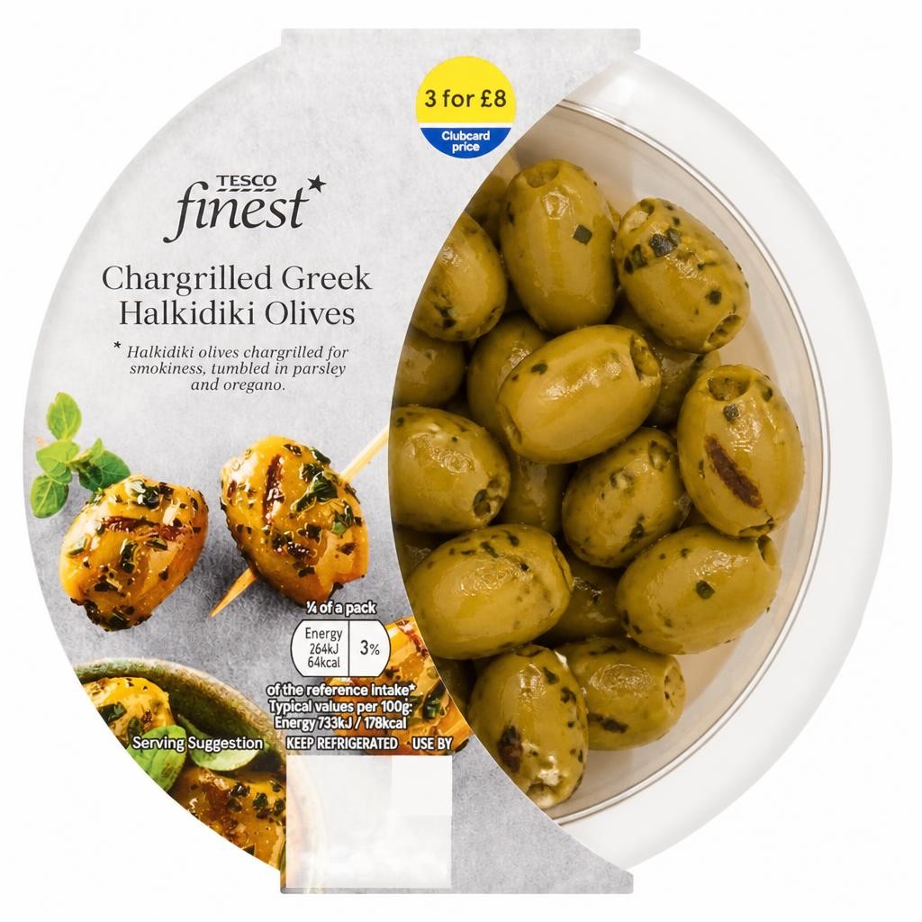 Tesco Finest Chargrilled Greek Halkidiki Olives 145g