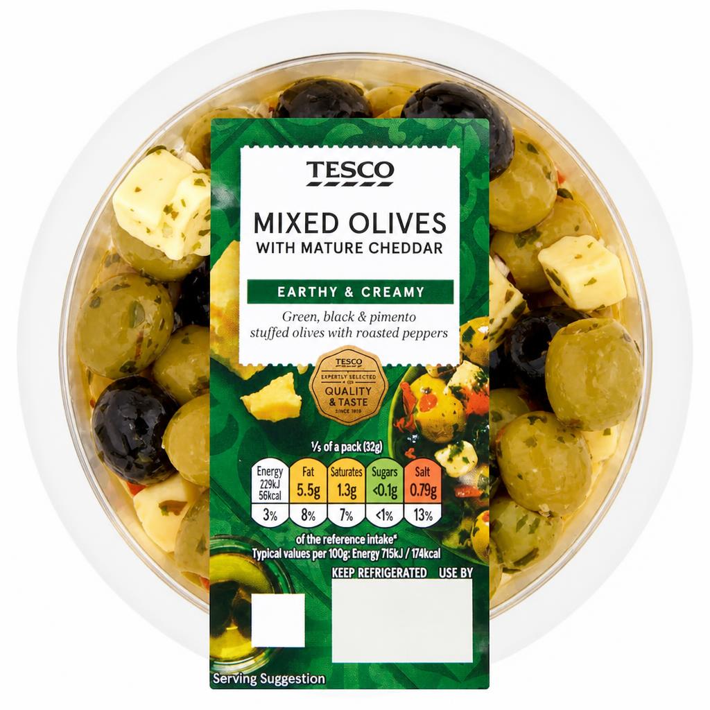 Tesco Mixed Olives with Mature Cheddar 160g