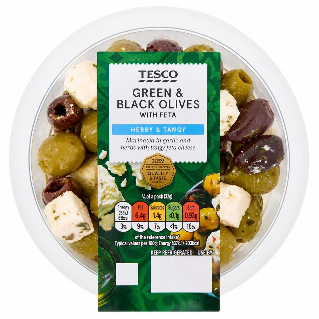 Tesco Green & Black Olives with Feta Herby & Tangy 160g